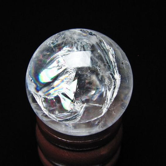アイリスクォーツ 水晶 丸玉 虹入り 26mm スフィア 水晶玉 置物 原石 一点物 141-8546