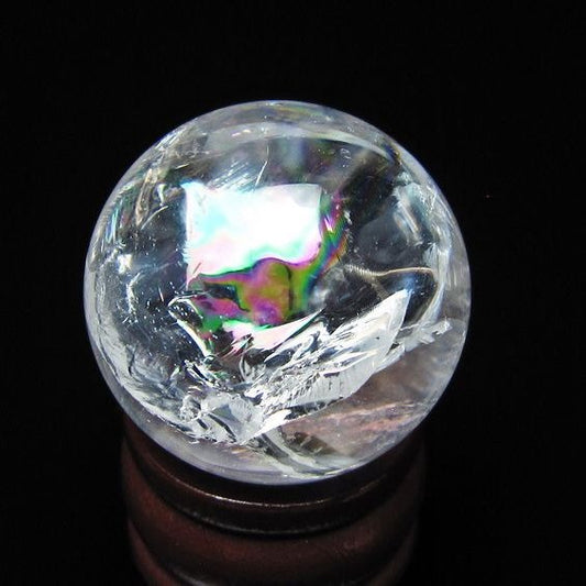 アイリスクォーツ 水晶 丸玉 虹入り 26mm スフィア 水晶玉 置物 原石 一点物 141-8547