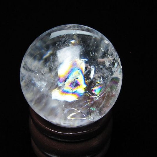 アイリスクォーツ 水晶 丸玉 虹入り 26mm スフィア 水晶玉 置物 原石 一点物 141-8548