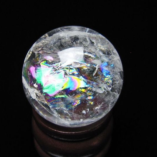 アイリスクォーツ 水晶 丸玉 虹入り 26mm スフィア 水晶玉 置物 原石 一点物 141-8549