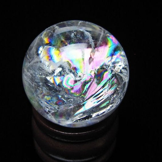 アイリスクォーツ 水晶 丸玉 虹入り 26mm スフィア 水晶玉 置物 原石 一点物 141-8550