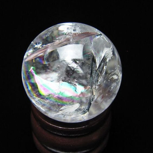 アイリスクォーツ 水晶 丸玉 虹入り 26mm スフィア 水晶玉 置物 原石 一点物 141-8551
