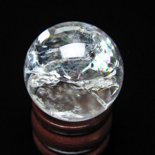 アイリスクォーツ 水晶 丸玉 虹入り 26mm スフィア 水晶玉 置物 原石 一点物 141-8552