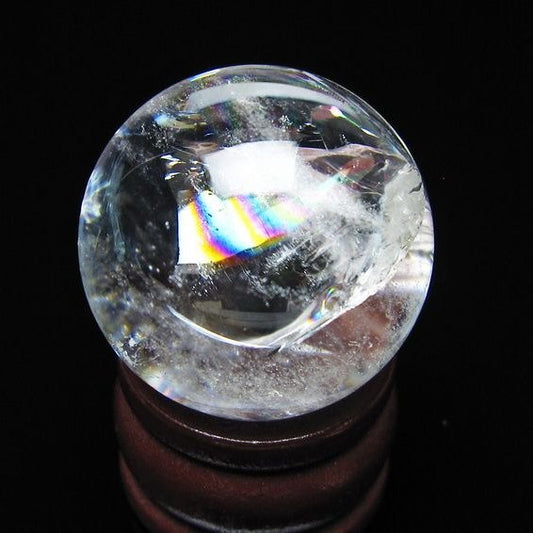 アイリスクォーツ 水晶 丸玉 虹入り 26mm スフィア 水晶玉 置物 原石 一点物 141-8555