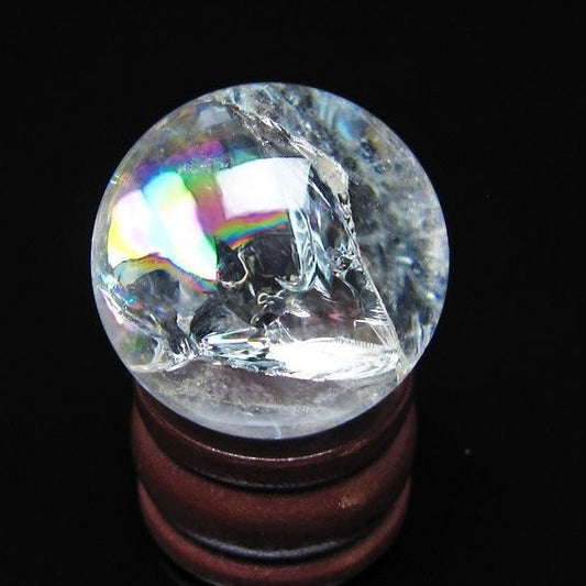 アイリスクォーツ 水晶 丸玉 虹入り 26mm スフィア 水晶玉 置物 原石 一点物 141-8556