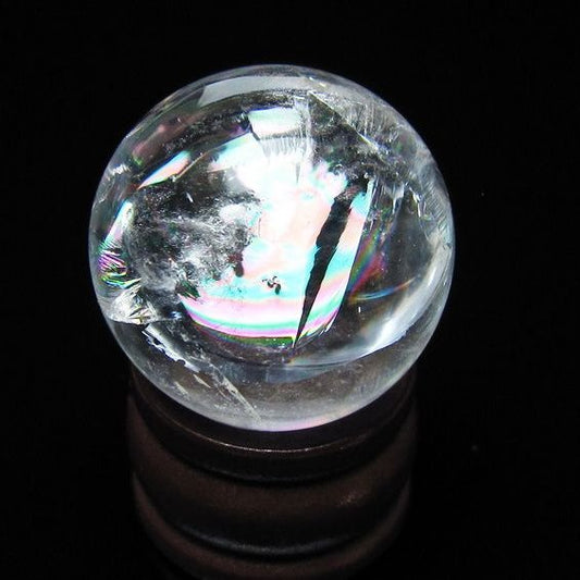 アイリスクォーツ 水晶 丸玉 虹入り 26mm スフィア 水晶玉 置物 原石 一点物 141-8557