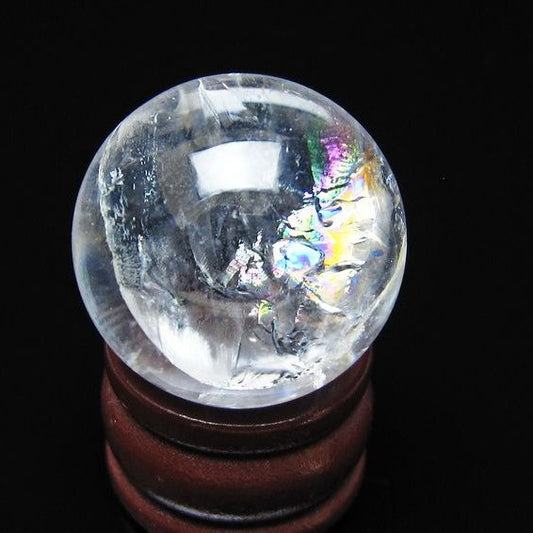 アイリスクォーツ 水晶 丸玉 虹入り 26mm スフィア 水晶玉 置物 原石 一点物 141-8559