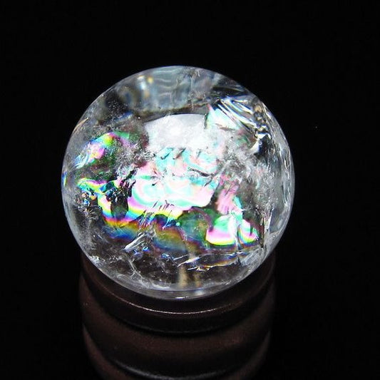 アイリスクォーツ 水晶 丸玉 虹入り 25mm スフィア 水晶玉 置物 原石 一点物 141-8562