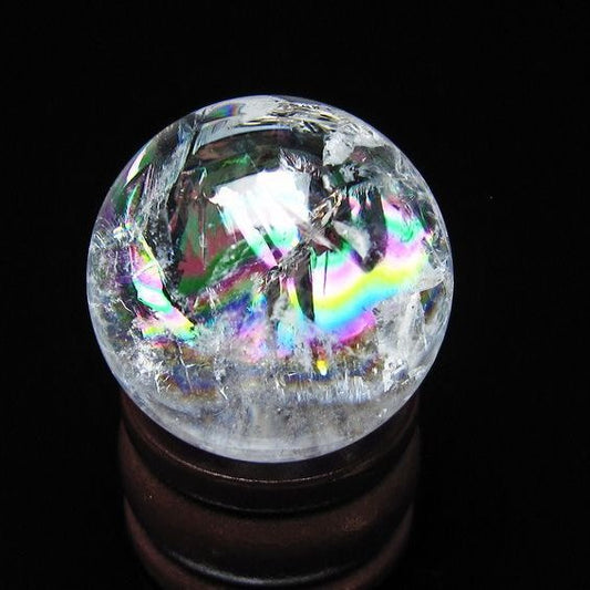 アイリスクォーツ 水晶 丸玉 虹入り 25mm スフィア 水晶玉 置物 原石 一点物 141-8563