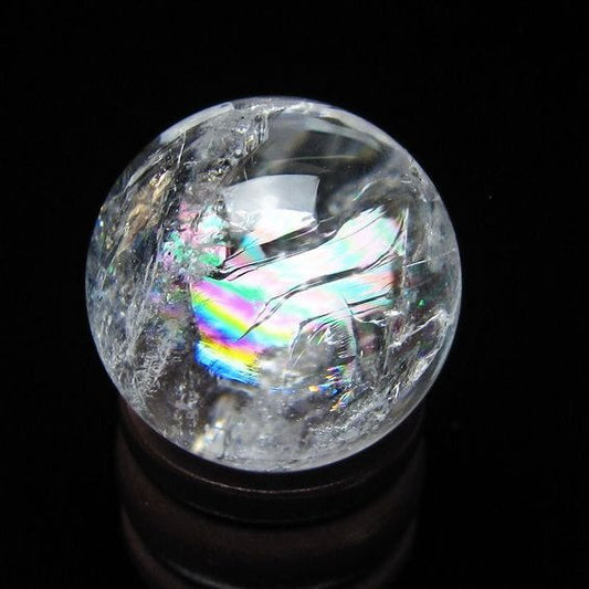 アイリスクォーツ 水晶 丸玉 虹入り 25mm スフィア 水晶玉 置物 原石 一点物 141-8564