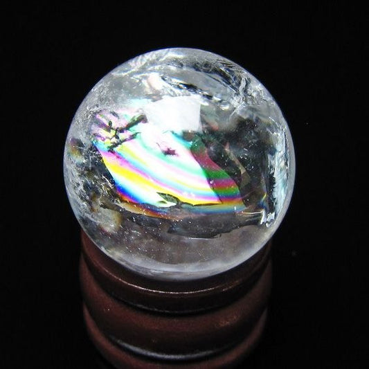 アイリスクォーツ 水晶 丸玉 虹入り 25mm スフィア 水晶玉 置物 原石 一点物 141-8565