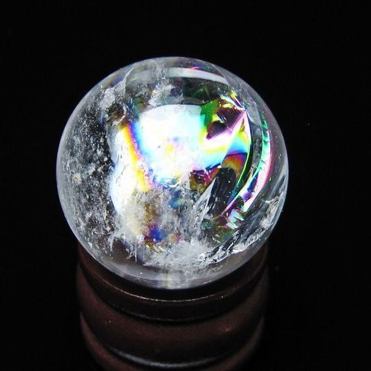 アイリスクォーツ 水晶 丸玉 虹入り 25mm スフィア 水晶玉 置物 原石 一点物 141-8566