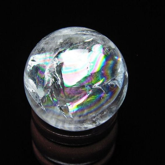 アイリスクォーツ 水晶 丸玉 虹入り 25mm スフィア 水晶玉 置物 原石 一点物 141-8568