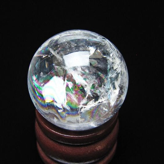 アイリスクォーツ 水晶 丸玉 虹入り 25mm スフィア 水晶玉 置物 原石 一点物 141-8571