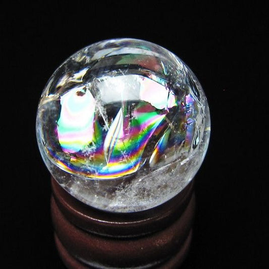 アイリスクォーツ 水晶 丸玉 虹入り 25mm スフィア 水晶玉 置物 原石 一点物 141-8572