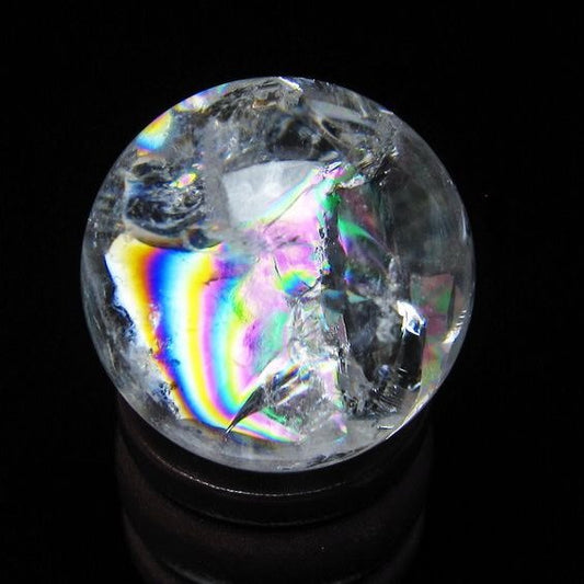 アイリスクォーツ 水晶 丸玉 虹入り 25mm スフィア 水晶玉 置物 原石 一点物 141-8573
