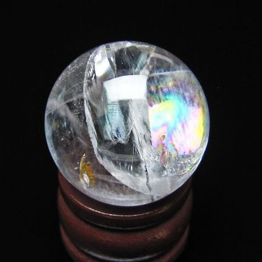 アイリスクォーツ 水晶 丸玉 虹入り 25mm スフィア 水晶玉 置物 原石 一点物 141-8574