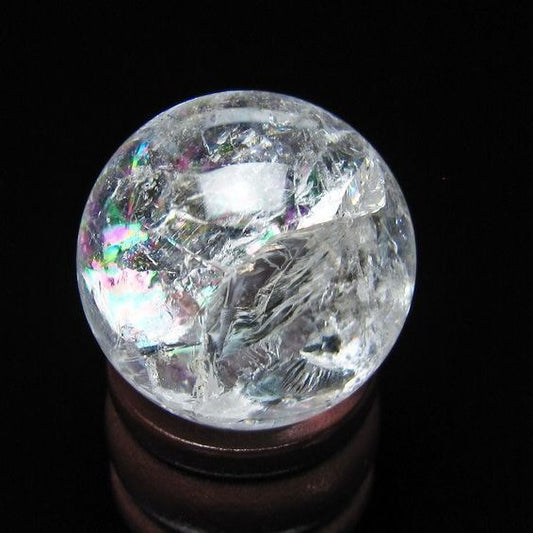 アイリスクォーツ 水晶 丸玉 虹入り 25mm スフィア 水晶玉 置物 原石 一点物 141-8575