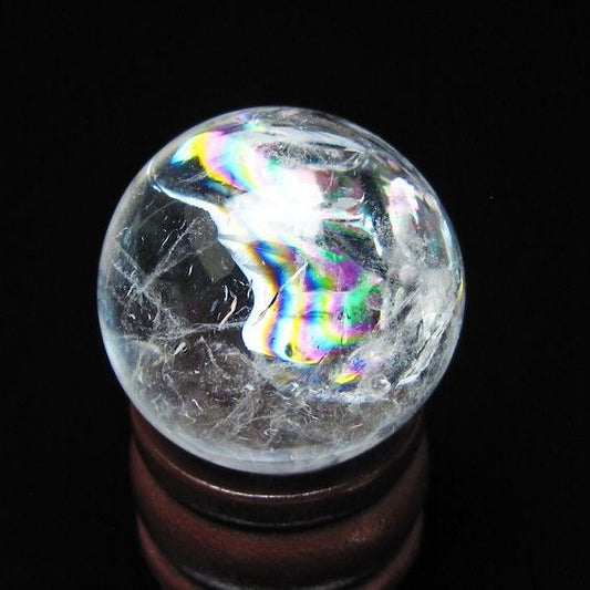 アイリスクォーツ 水晶 丸玉 虹入り 25mm スフィア 水晶玉 置物 原石 一点物 141-8576