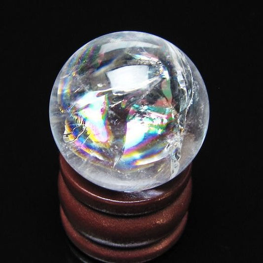 アイリスクォーツ 水晶玉 虹入り 25mm 水晶 丸玉 スフィア 置物 原石 一点物 141-8582