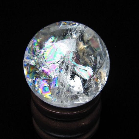 アイリスクォーツ 水晶玉 虹入り 25mm 水晶 丸玉 スフィア 置物 原石 一点物 141-8583