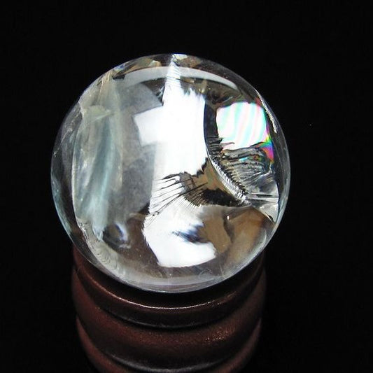 アイリスクォーツ 水晶玉 虹入り 25mm 水晶 丸玉 スフィア 置物 原石 一点物 141-8584
