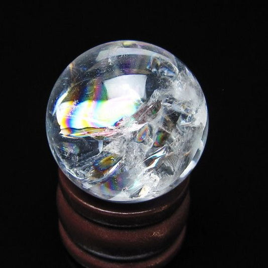 アイリスクォーツ 水晶玉 虹入り 25mm 水晶 丸玉 スフィア 置物 原石 一点物 141-8585