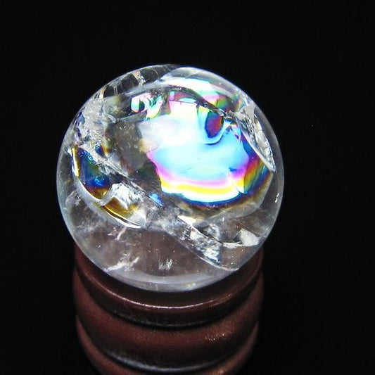 アイリスクォーツ 水晶玉 虹入り 25mm 水晶 丸玉 スフィア 置物 原石 一点物 141-8587