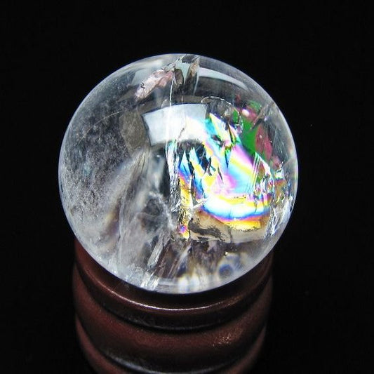 アイリスクォーツ 水晶玉 虹入り 25mm 水晶 丸玉 スフィア 置物 原石 一点物 141-8588