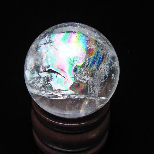 アイリスクォーツ 水晶玉 虹入り 25mm 水晶 丸玉 スフィア 置物 原石 一点物 141-8589
