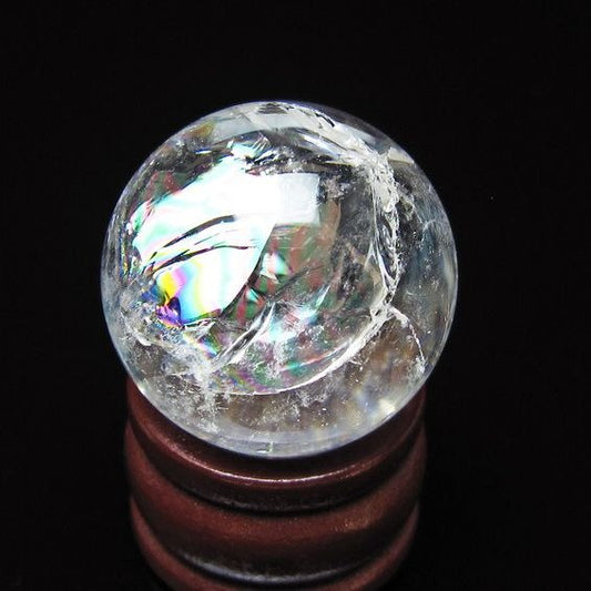 アイリスクォーツ 水晶玉 虹入り 25mm 水晶 丸玉 スフィア 置物 原石 一点物 141-8590