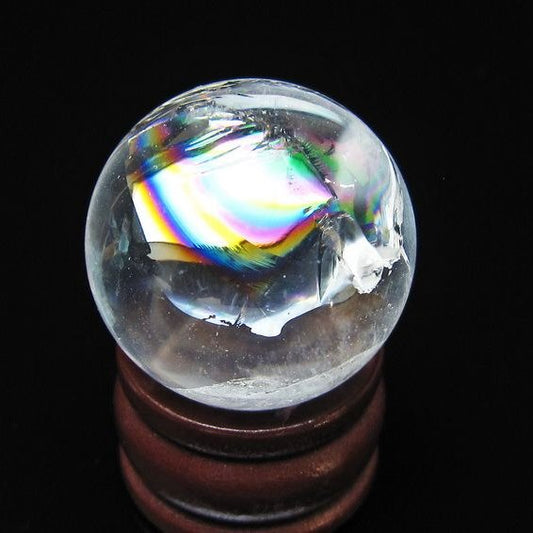 アイリスクォーツ 水晶玉 虹入り 26mm 水晶 丸玉 スフィア 置物 原石 一点物 141-8591