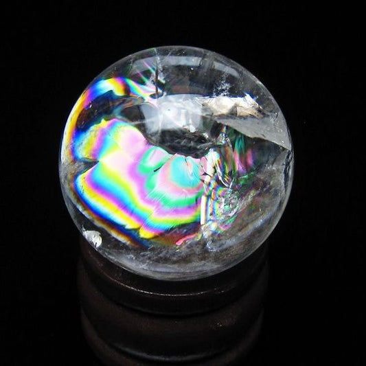 アイリスクォーツ 水晶玉 虹入り 26mm 水晶 丸玉 スフィア 置物 原石 一点物 141-8594