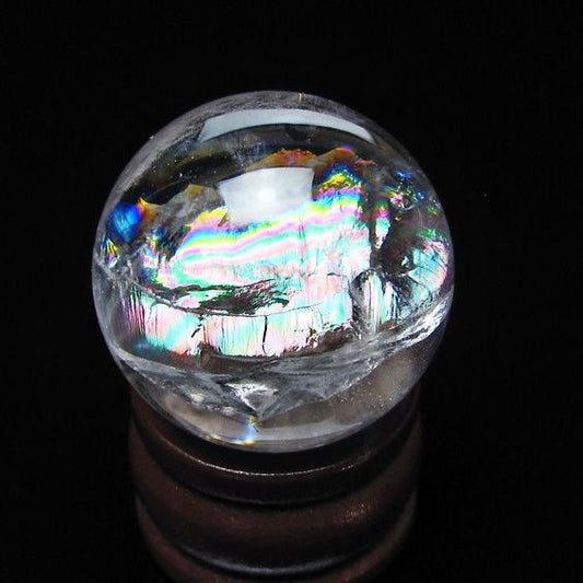 アイリスクォーツ 水晶玉 虹入り 26mm 水晶 丸玉 スフィア 置物 原石 一点物 141-8595