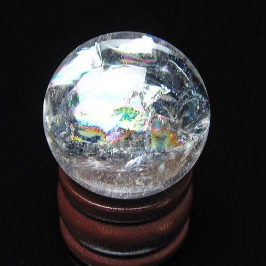 アイリスクォーツ 水晶玉 虹入り 26mm 水晶 丸玉 スフィア 置物 原石 一点物 141-8596