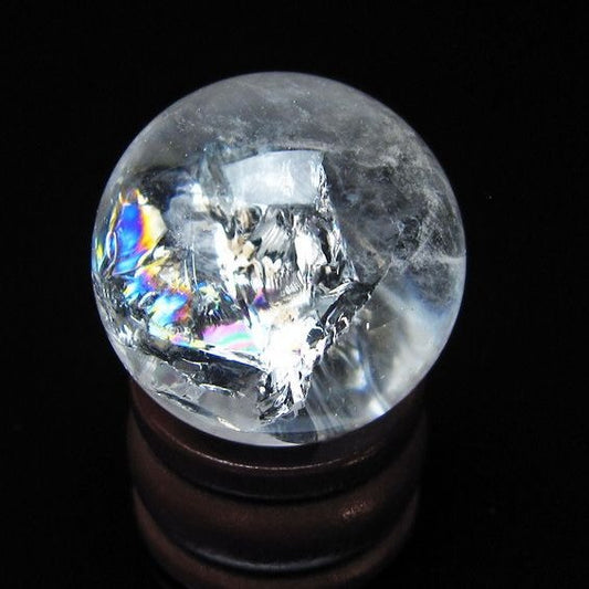 アイリスクォーツ 水晶玉 虹入り 26mm 水晶 丸玉 スフィア 置物 原石 一点物 141-8597