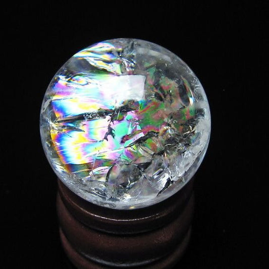 アイリスクォーツ 水晶玉 虹入り 26mm 水晶 丸玉 スフィア 置物 原石 一点物 141-8599