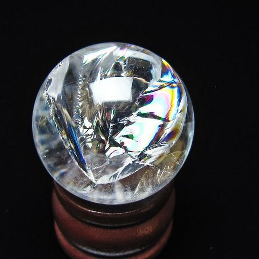 アイリスクォーツ 水晶玉 虹入り 27mm 水晶 丸玉 スフィア 置物 原石 一点物 141-8602
