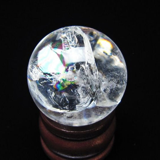 アイリスクォーツ 水晶玉 虹入り 27mm 水晶 丸玉 スフィア 置物 原石 一点物 141-8603