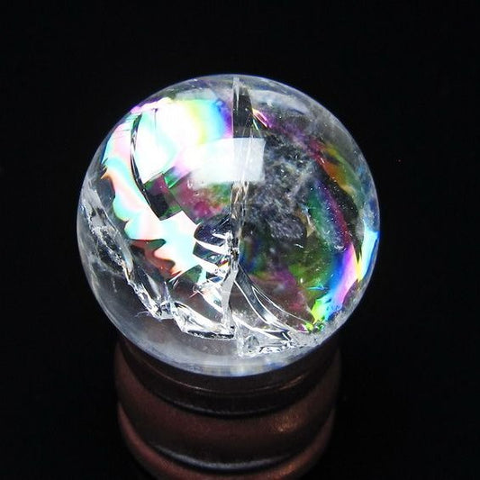 アイリスクォーツ 水晶玉 虹入り 28mm 水晶 丸玉 スフィア 置物 原石 一点物 141-8606