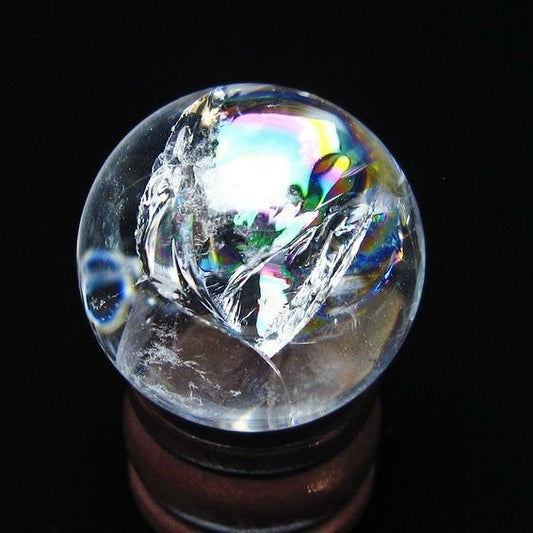 アイリスクォーツ 水晶玉 虹入り 28mm 水晶 丸玉 スフィア 置物 原石 一点物 141-8607