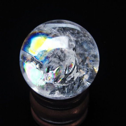 アイリスクォーツ 水晶玉 虹入り 28mm 水晶 丸玉 スフィア 置物 原石 一点物 141-8608