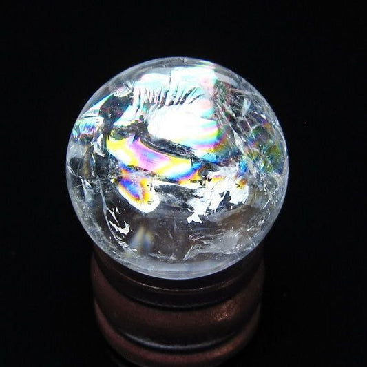 アイリスクォーツ 水晶玉 虹入り 27mm 水晶 丸玉 スフィア 置物 原石 一点物 141-8610