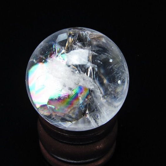 アイリスクォーツ 水晶玉 虹入り 27mm 水晶 丸玉 スフィア 置物 原石 一点物 141-8611