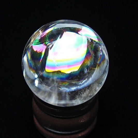 アイリスクォーツ 水晶玉 虹入り 27mm 水晶 丸玉 スフィア 置物 原石 一点物 141-8612