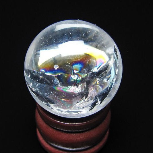 アイリスクォーツ 水晶玉 虹入り 27mm 水晶 丸玉 スフィア 置物 原石 一点物 141-8614