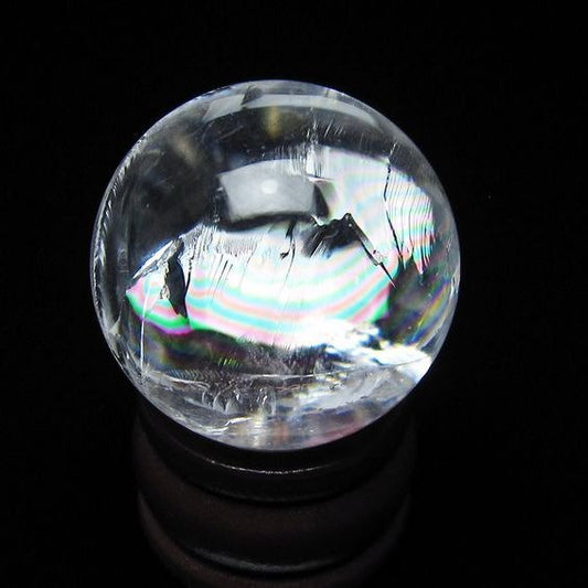アイリスクォーツ 水晶玉 虹入り 27mm 水晶 丸玉 スフィア 置物 原石 一点物 141-8615