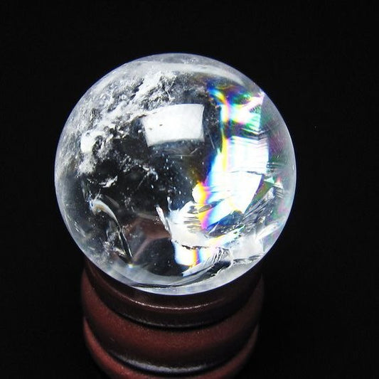 アイリスクォーツ 水晶玉 虹入り 27mm 水晶 丸玉 スフィア 置物 原石 一点物 141-8616