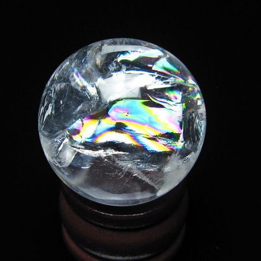 アイリスクォーツ 水晶玉 虹入り 27mm 水晶 丸玉 スフィア 置物 原石 一点物 141-8617