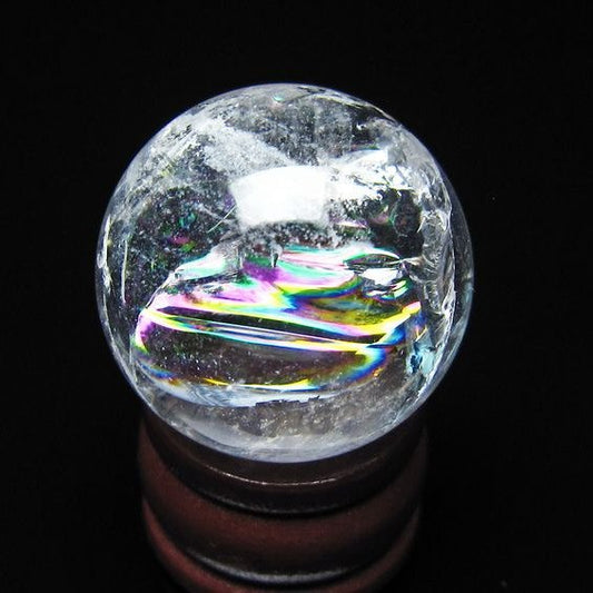 アイリスクォーツ 水晶玉 虹入り 27mm 水晶 丸玉 スフィア 置物 原石 一点物 141-8618